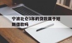 宁波北仑3年的贷款属于短期借款吗