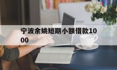 宁波余姚短期小额借款1000