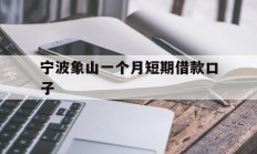 宁波象山一个月短期借款口子