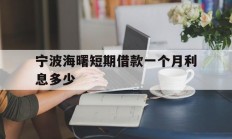 宁波海曙短期借款一个月利息多少