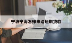宁波宁海怎样申请短期贷款