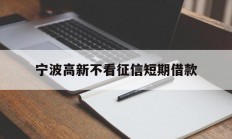 宁波高新不看征信短期借款