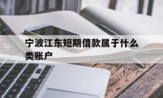 宁波江东短期借款属于什么类账户