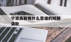宁波高新有什么靠谱的短期贷款