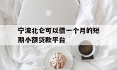 宁波北仑可以借一个月的短期小额贷款平台
