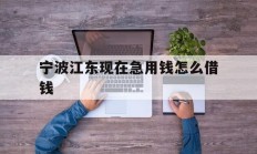 宁波江东现在急用钱怎么借钱