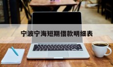 宁波宁海短期借款明细表