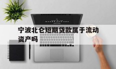 宁波北仑短期贷款属于流动资产吗