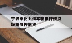 宁波奉化上海车辆抵押借贷短期抵押借贷