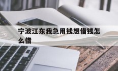 宁波江东我急用钱想借钱怎么借