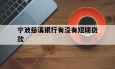 宁波慈溪银行有没有短期贷款