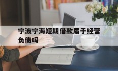 宁波宁海短期借款属于经营负债吗