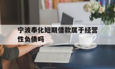 宁波奉化短期借款属于经营性负债吗