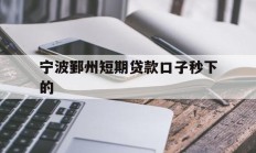 宁波鄞州短期贷款口子秒下的