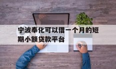 宁波奉化可以借一个月的短期小额贷款平台