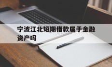 宁波江北短期借款属于金融资产吗