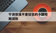 宁波慈溪不查征信的小额短期贷款