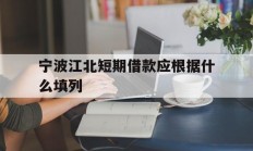宁波江北短期借款应根据什么填列
