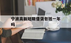 宁波高新短期借贷包括一年吗
