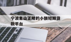 宁波象山正规的小额短期贷款平台