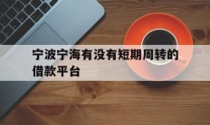 宁波宁海有没有短期周转的借款平台