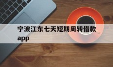 宁波江东七天短期周转借款app
