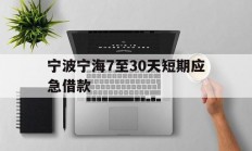 宁波宁海7至30天短期应急借款
