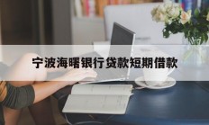 宁波海曙银行贷款短期借款