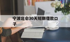 宁波北仑30天短期借款口子