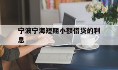 宁波宁海短期小额借贷的利息