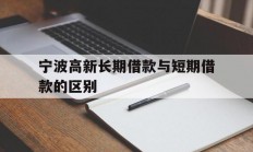 宁波高新长期借款与短期借款的区别
