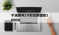 宁波鄞州14天短期借款1000元