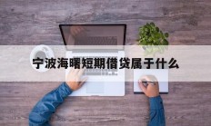 宁波海曙短期借贷属于什么