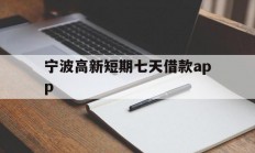 宁波高新短期七天借款app