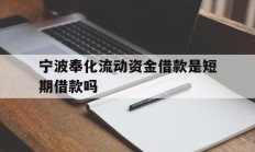 宁波奉化流动资金借款是短期借款吗