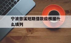宁波慈溪短期借款应根据什么填列